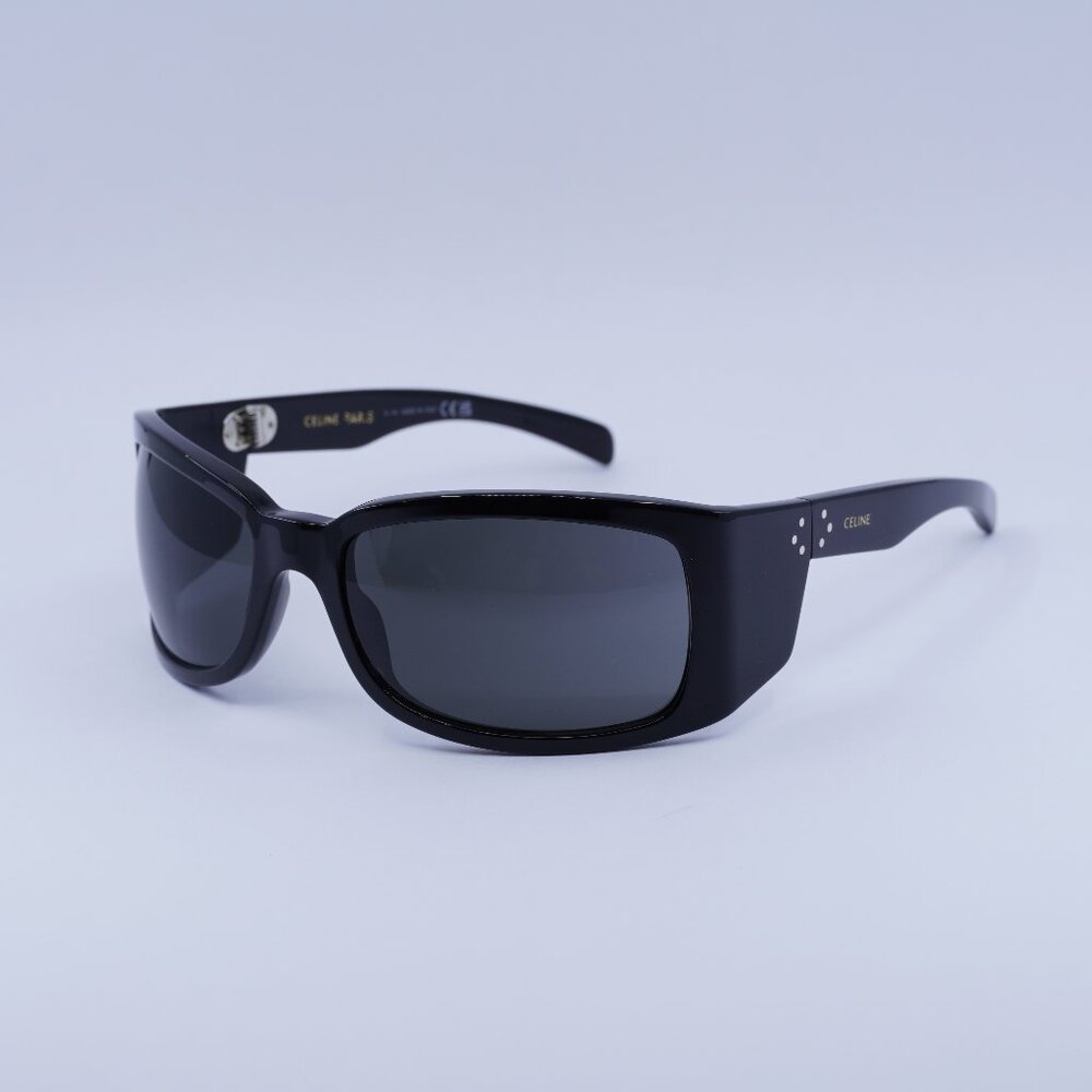 Celine CL40290I 01A Sunglasses Black Geometric Frame, Smoke Lenses - Picture 1 of 10